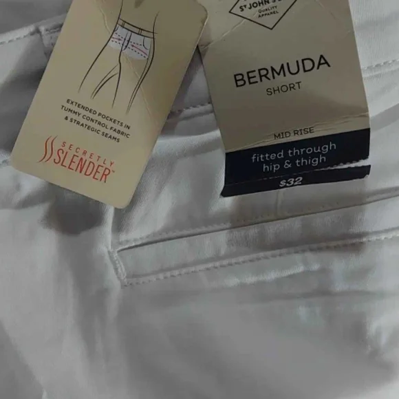 NWT St. John's Bay White Bermuda Shorts Classic Tailored Fit ~10 - Picture 4 of 4